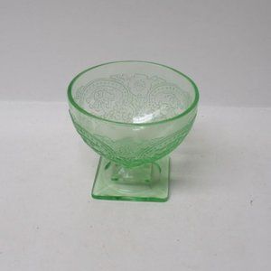 Indiana Depression Glass Green HORSESHOE Number 612 3 Inch Footed Sherbet